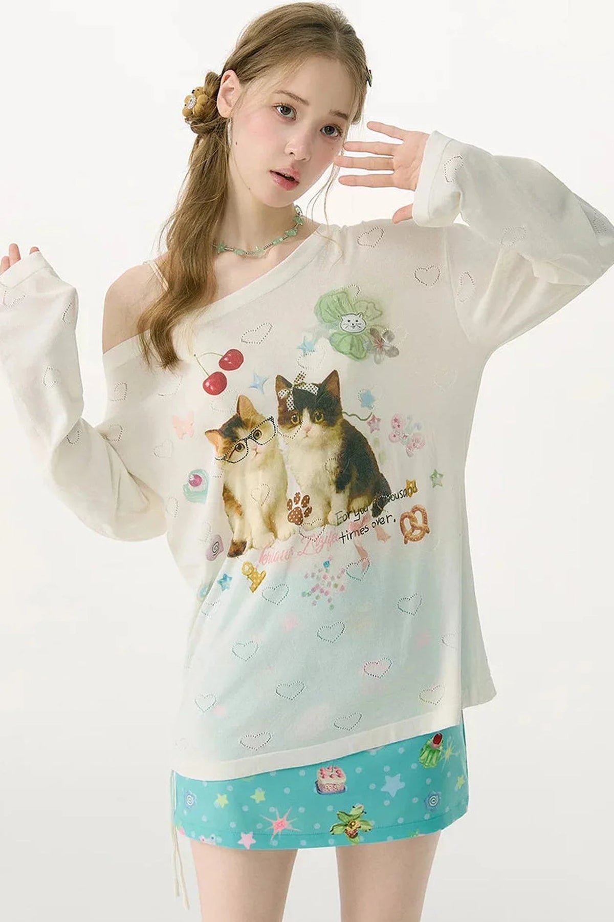 White Long Sleeve Off-Shoulder T-Shirt