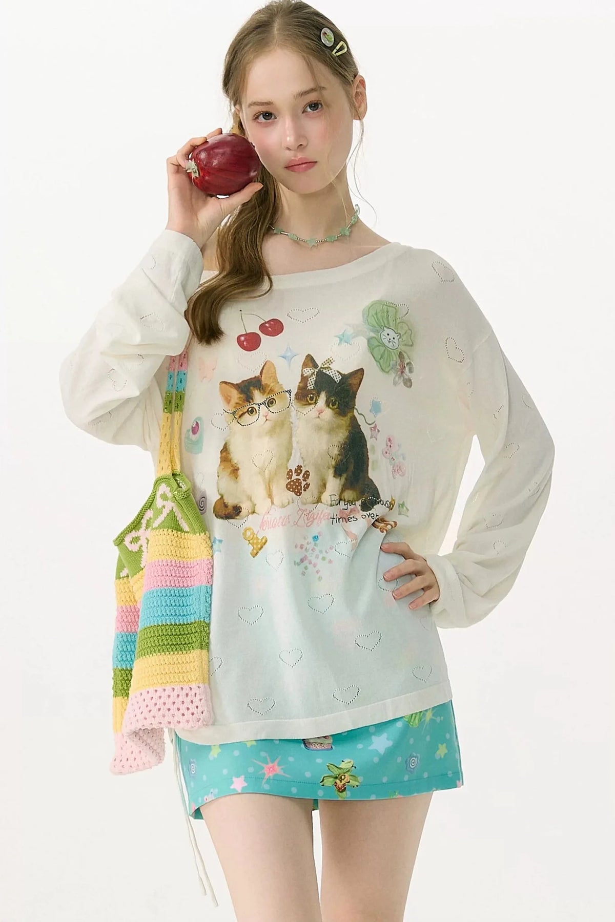 White Long Sleeve Off-Shoulder T-Shirt