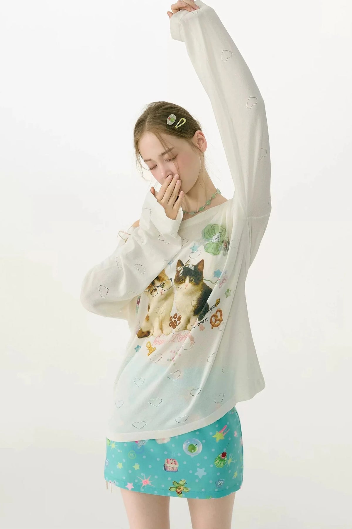 White Long Sleeve Off-Shoulder T-Shirt