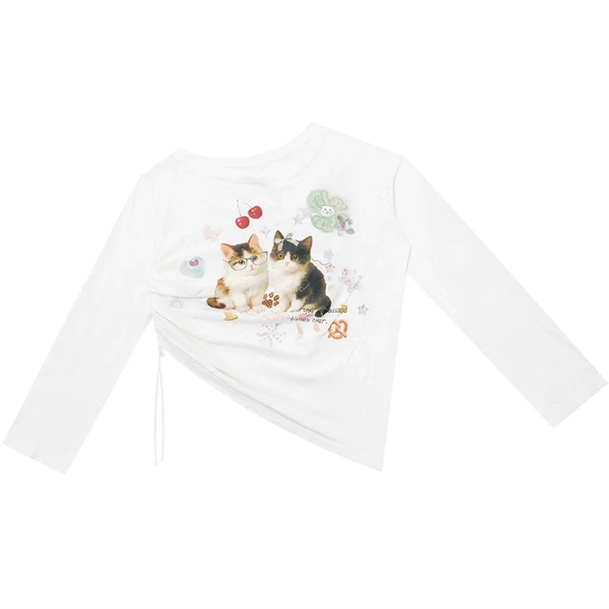 White Long Sleeve Off-Shoulder T-Shirt