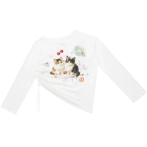 White Long Sleeve Off-Shoulder T-Shirt