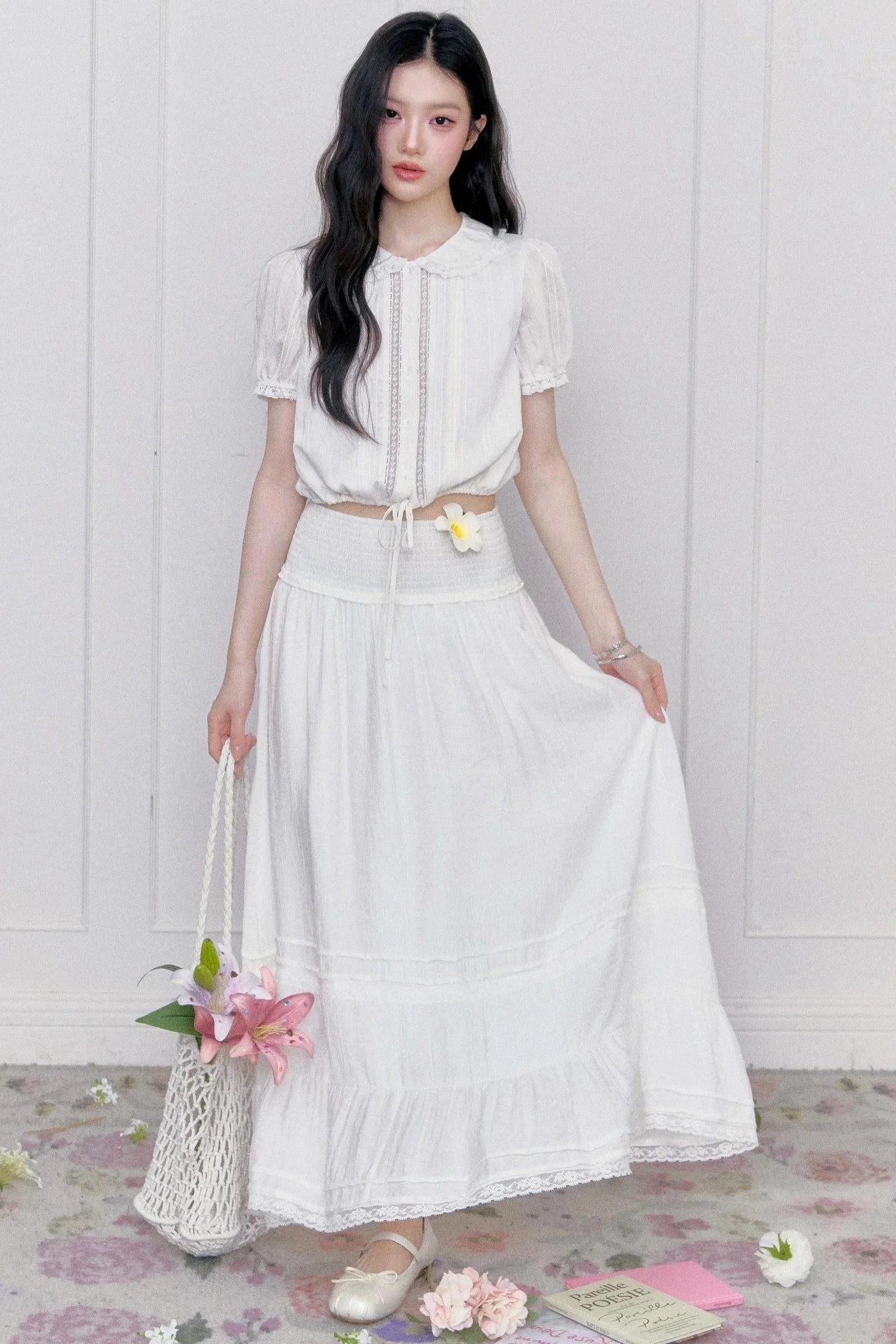 White Moonlight Lace Blouse Set-Up