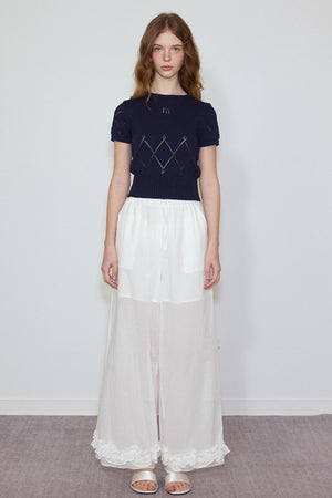 White- Navy Knit Tee