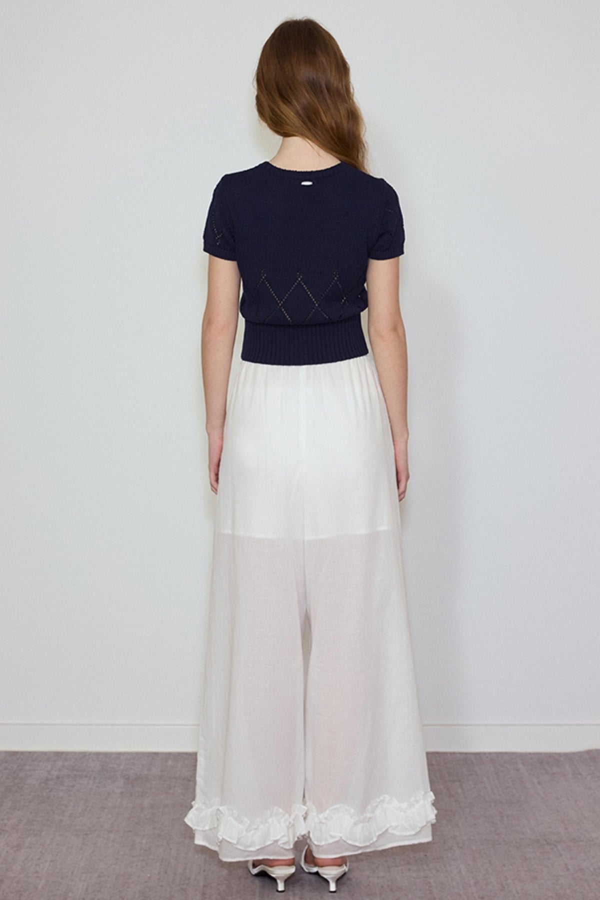 White- Navy Knit Tee