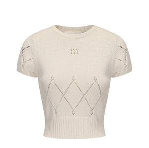 White- Navy Knit Tee