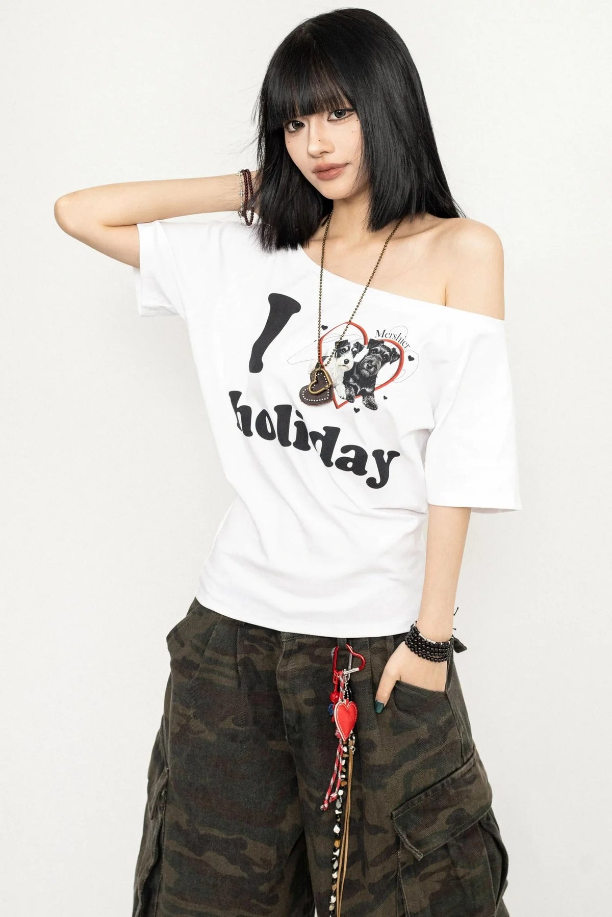 White One-Shoulder Tee