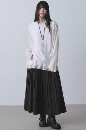 White Patchwork V-Neck Top