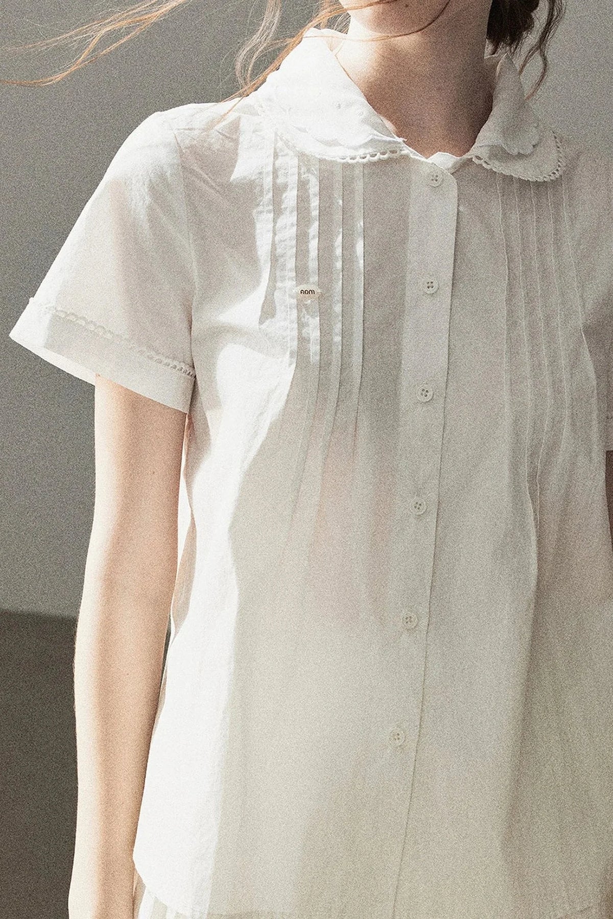 White Pleated Shirt And Skirt Set-Up