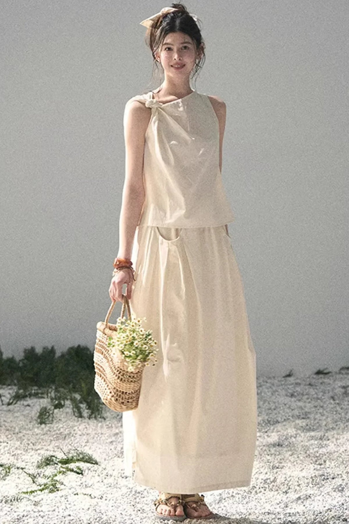 White Pleated Summer Set-Up