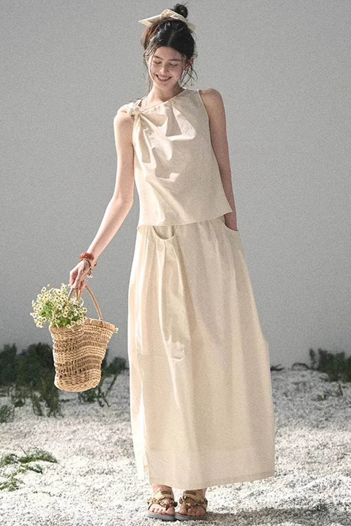 White Pleated Summer Set-Up