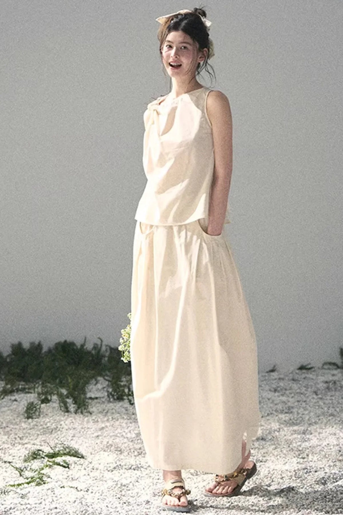White Pleated Summer Set-Up
