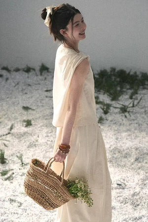White Pleated Summer Set-Up