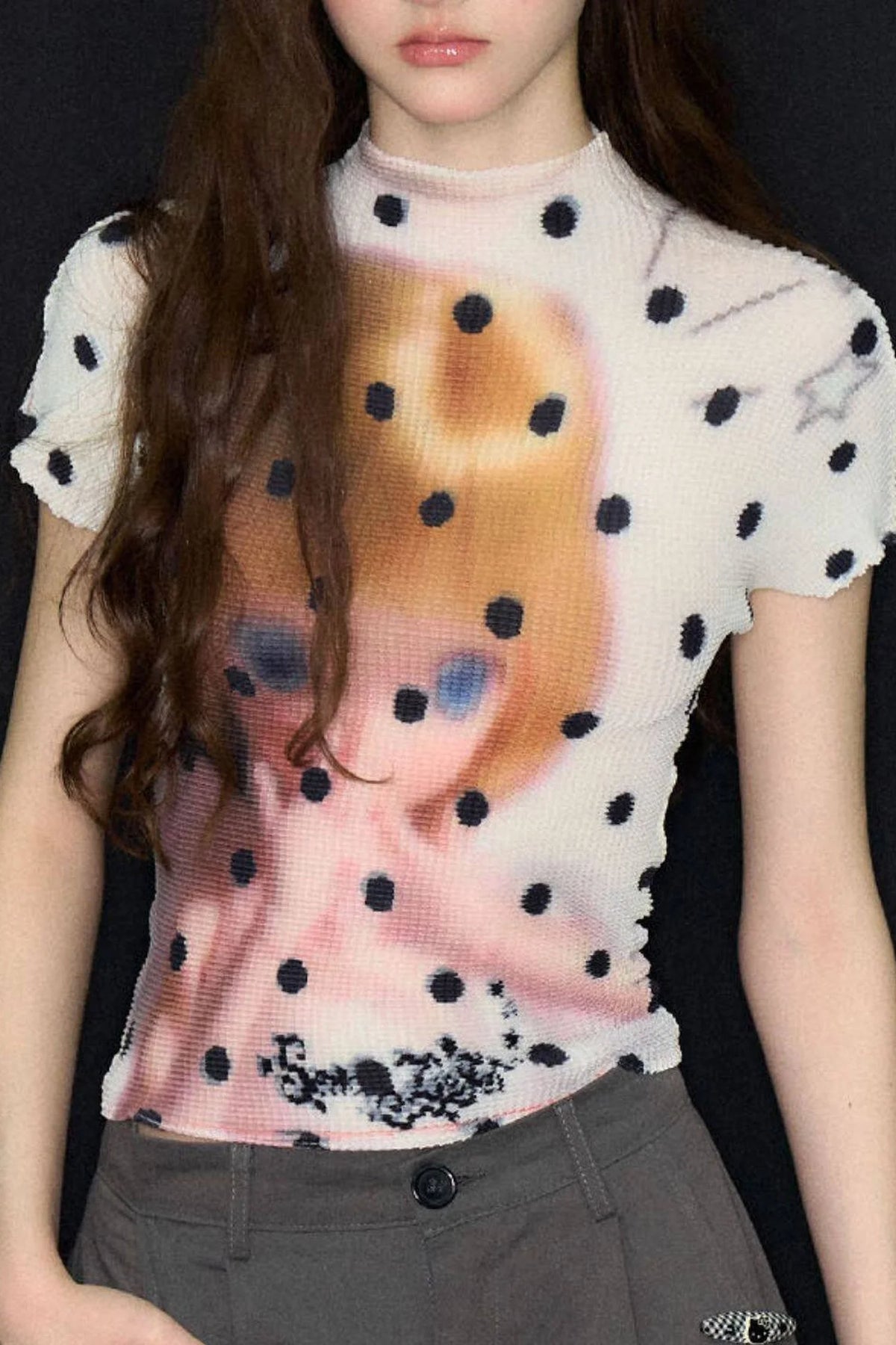 White Polka Dot Doll Print T-Shirt