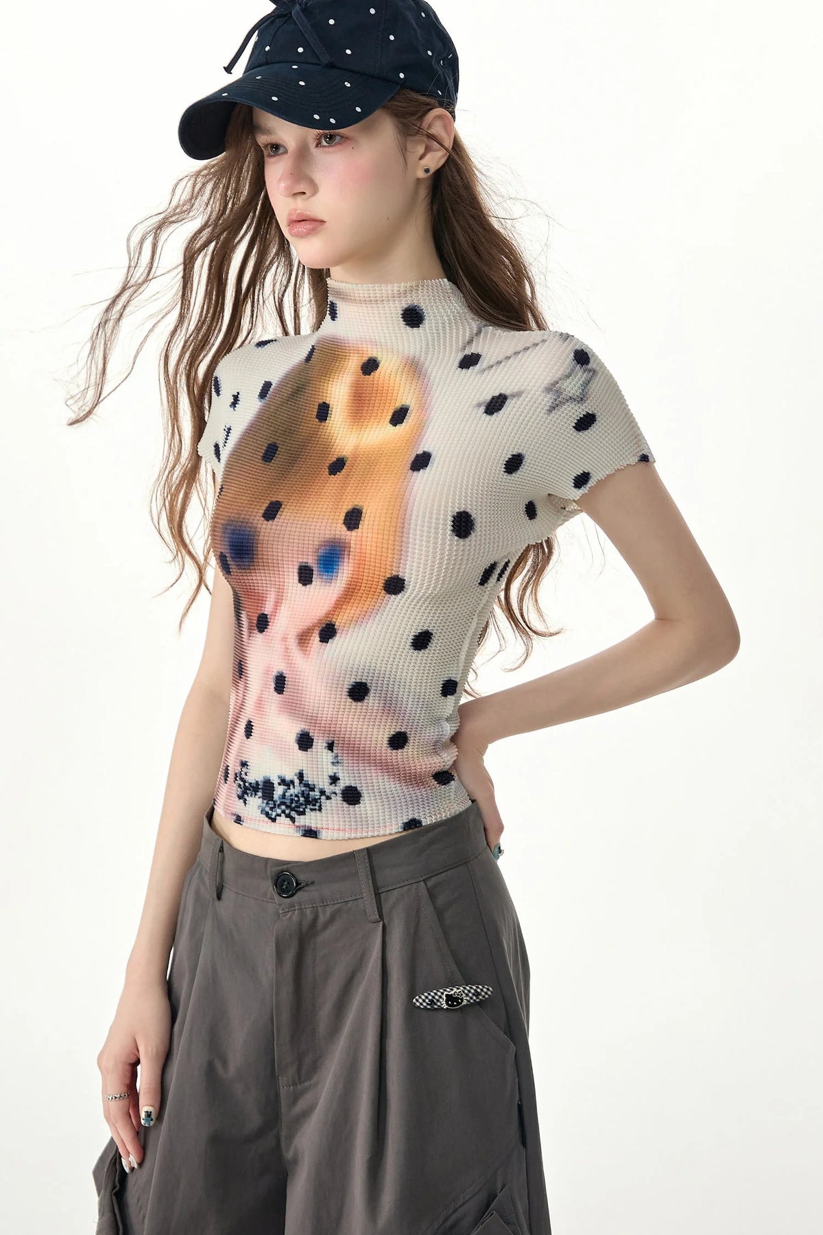 White Polka Dot Doll Print T-Shirt