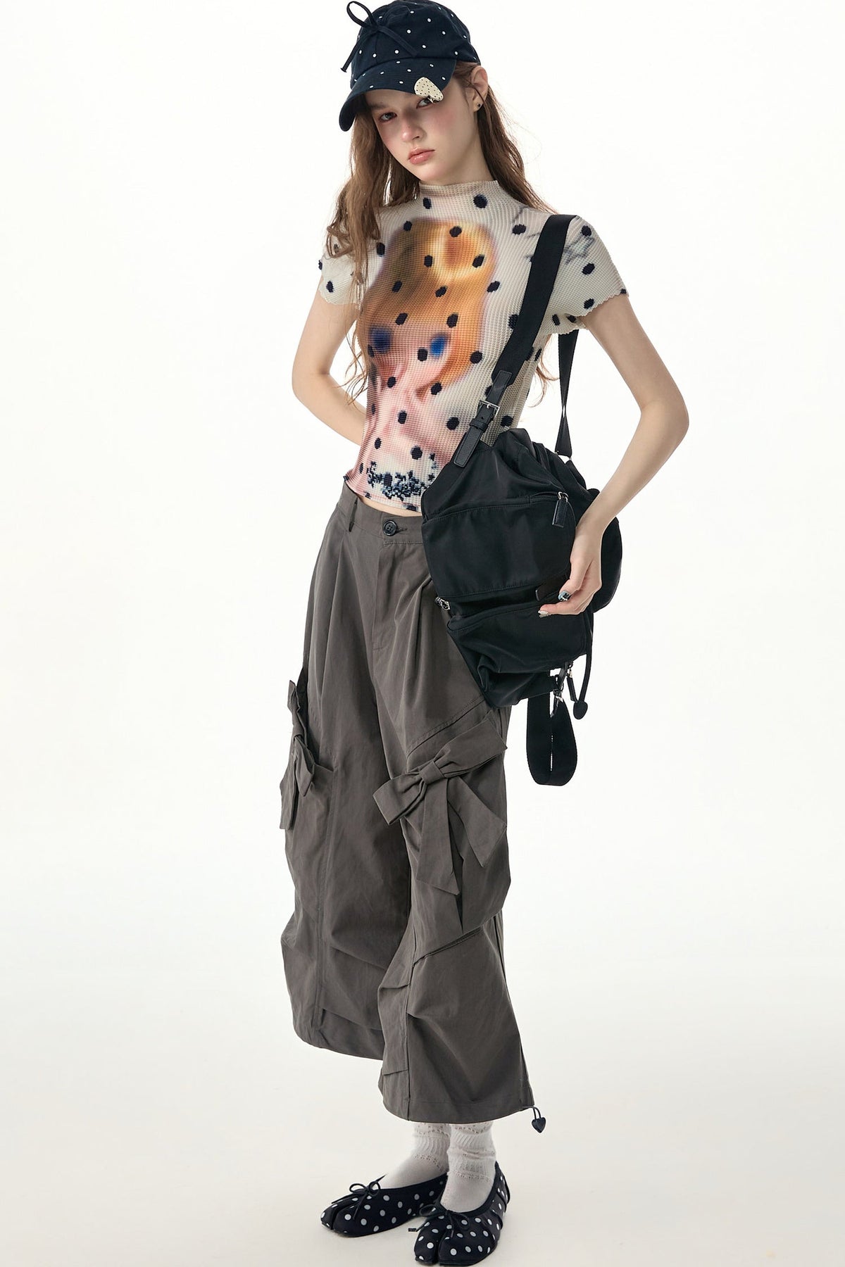 White Polka Dot Doll Print T-Shirt