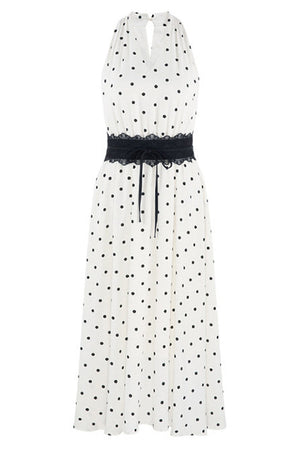 White Polka Dot Halter Dress