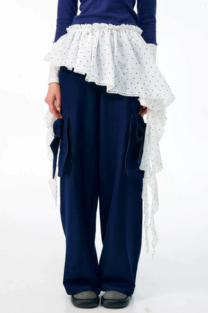 White Polka Dot Irregular Layered-Look Skirt