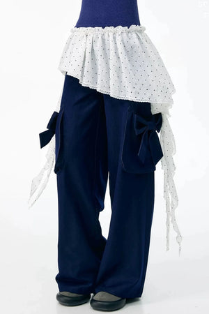 White Polka Dot Irregular Layered-Look Skirt