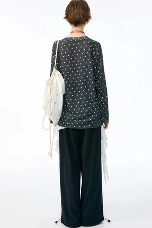 White Polka Dot Irregular Layered-Look Skirt