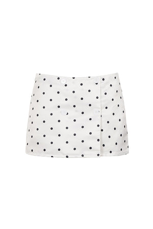 White Polka Dot Mini Skirt