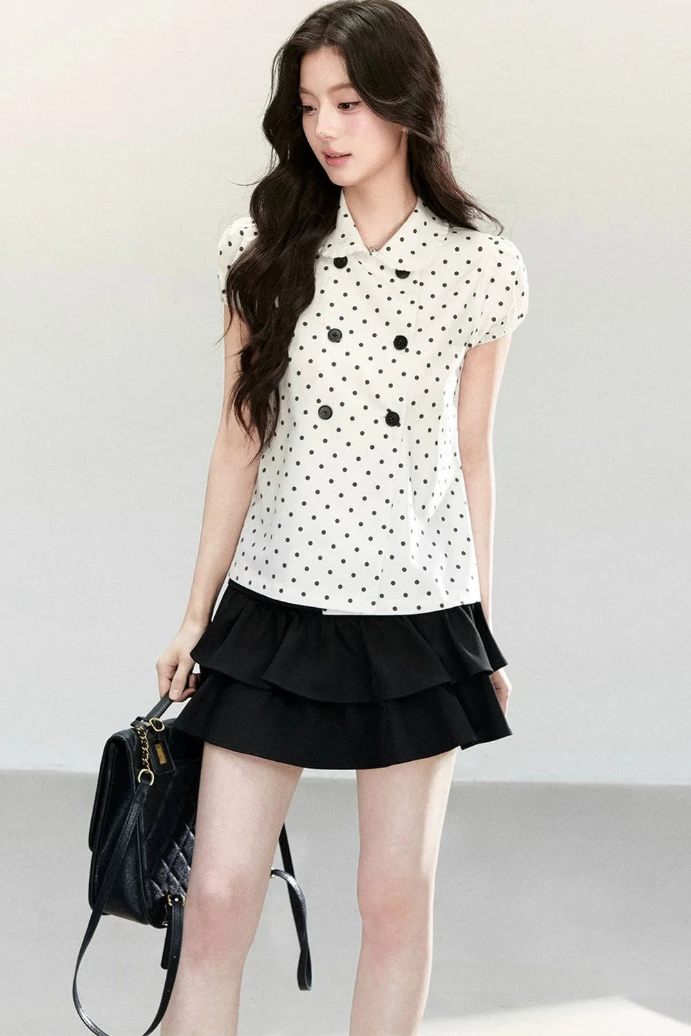 White Polka Dot Short Sleeve Shirt