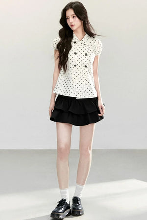 White Polka Dot Short Sleeve Shirt
