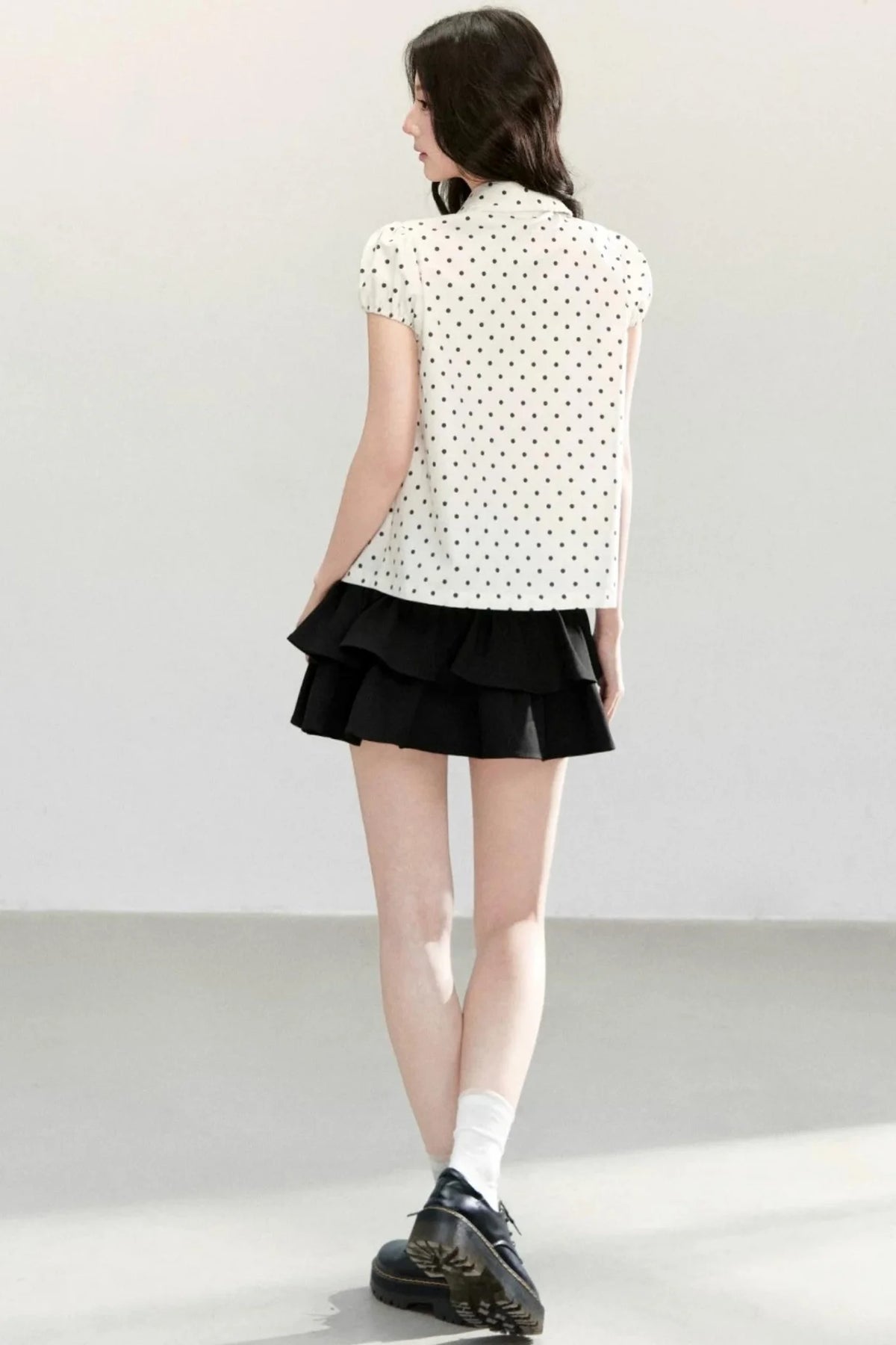 White Polka Dot Short Sleeve Shirt