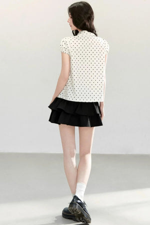 White Polka Dot Short Sleeve Shirt