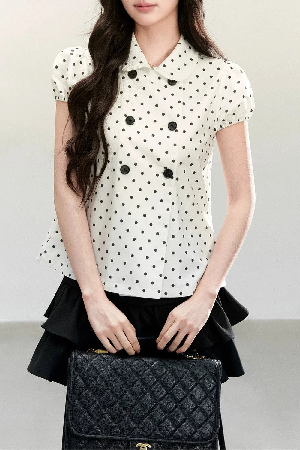 White Polka Dot Short Sleeve Shirt