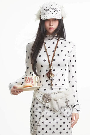 White Polka Dot Top