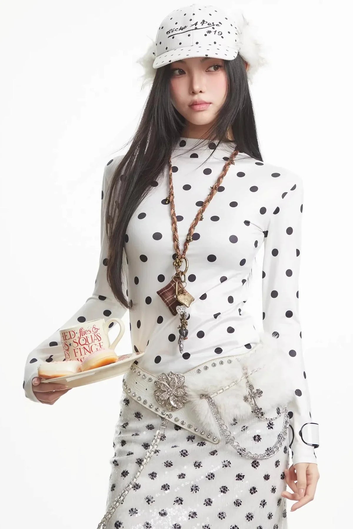 White Polka Dot Top