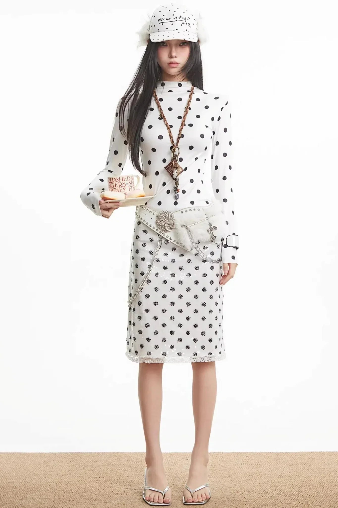 White Polka Dot Top
