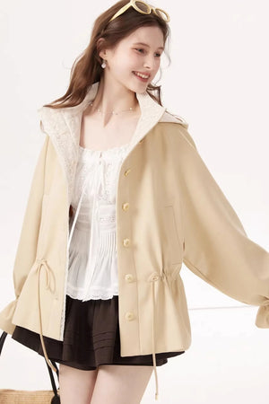 White Ruched Square-Neck Blouse