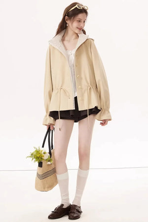 White Ruched Square-Neck Blouse