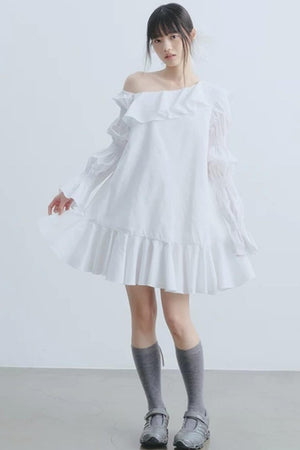 White Ruffled Off-Shoulder Dress