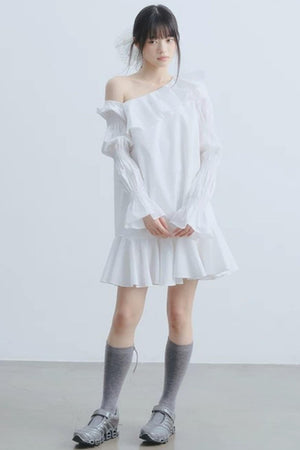 White Ruffled Off-Shoulder Dress