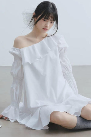 White Ruffled Off-Shoulder Dress
