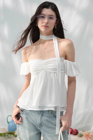 White Sleeve Floral Top