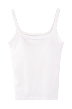 White Square Neck Backless Tank Top
