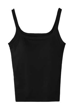 White Square Neck Backless Tank Top