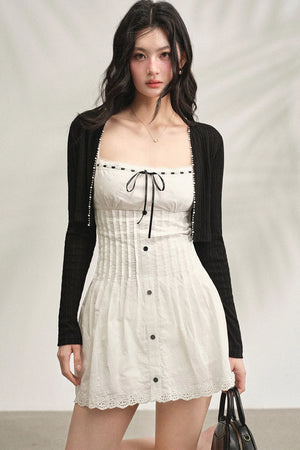 White Strappy Dress & Cardigan Set-Up