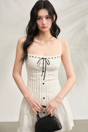 White Strappy Dress & Cardigan Set-Up