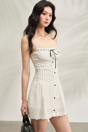 White Strappy Dress & Cardigan Set-Up