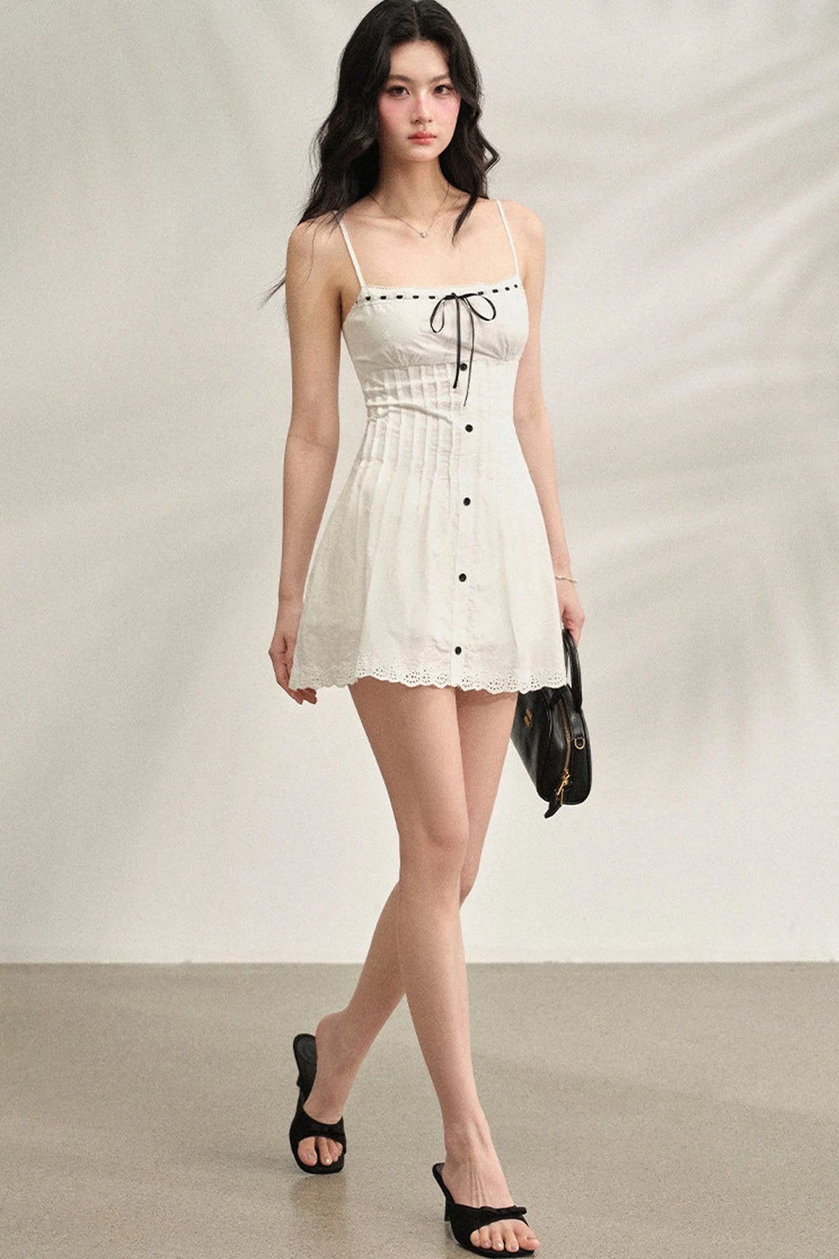 White Strappy Dress & Cardigan Set-Up