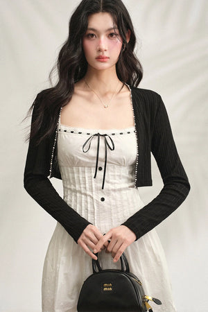 White Strappy Dress & Cardigan Set-Up