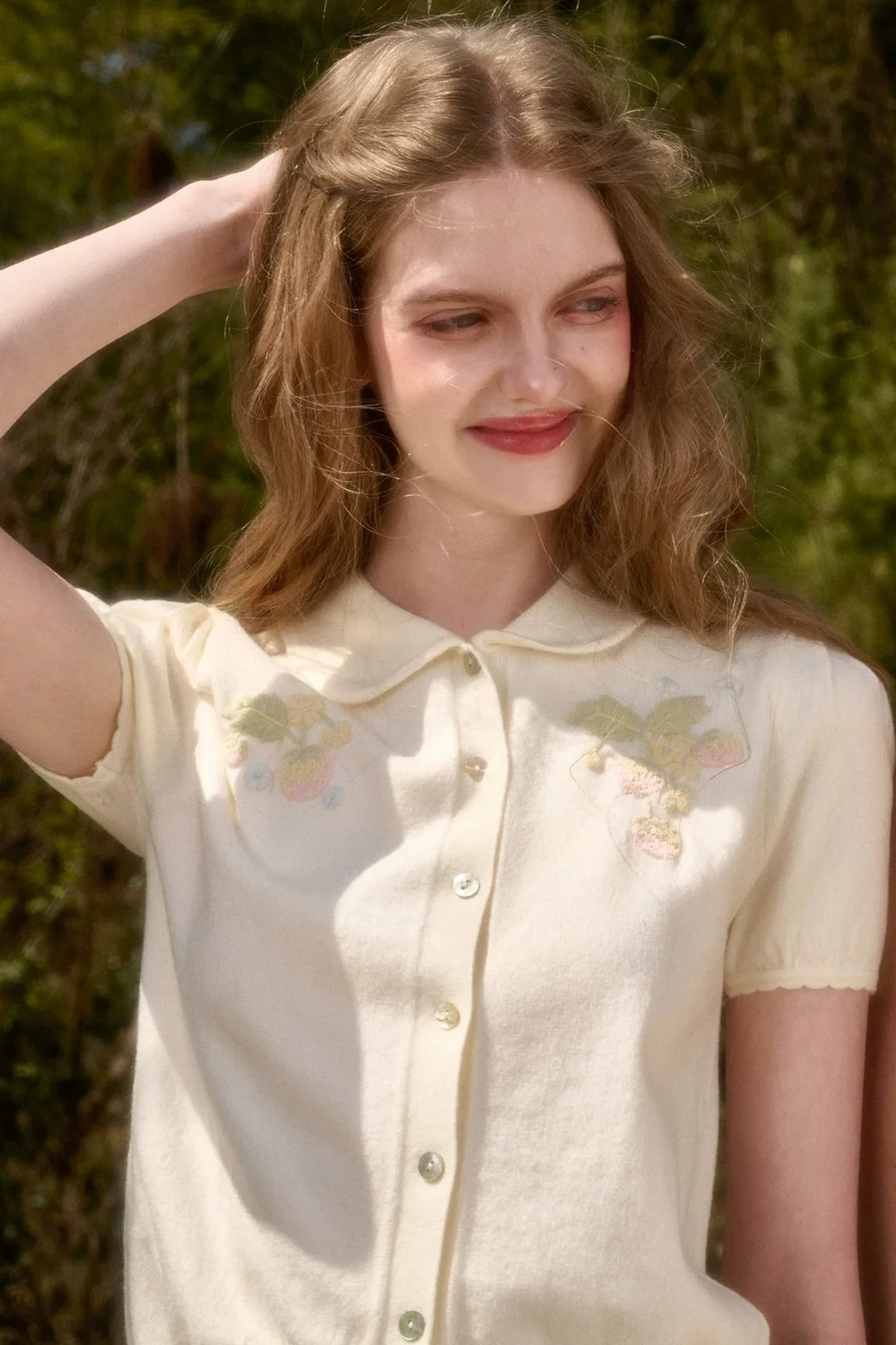 White Strawberry Wool Cardigan Set-Up