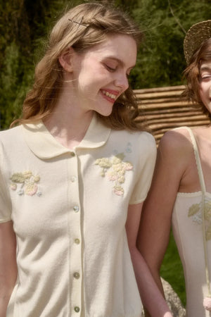 White Strawberry Wool Cardigan Set-Up