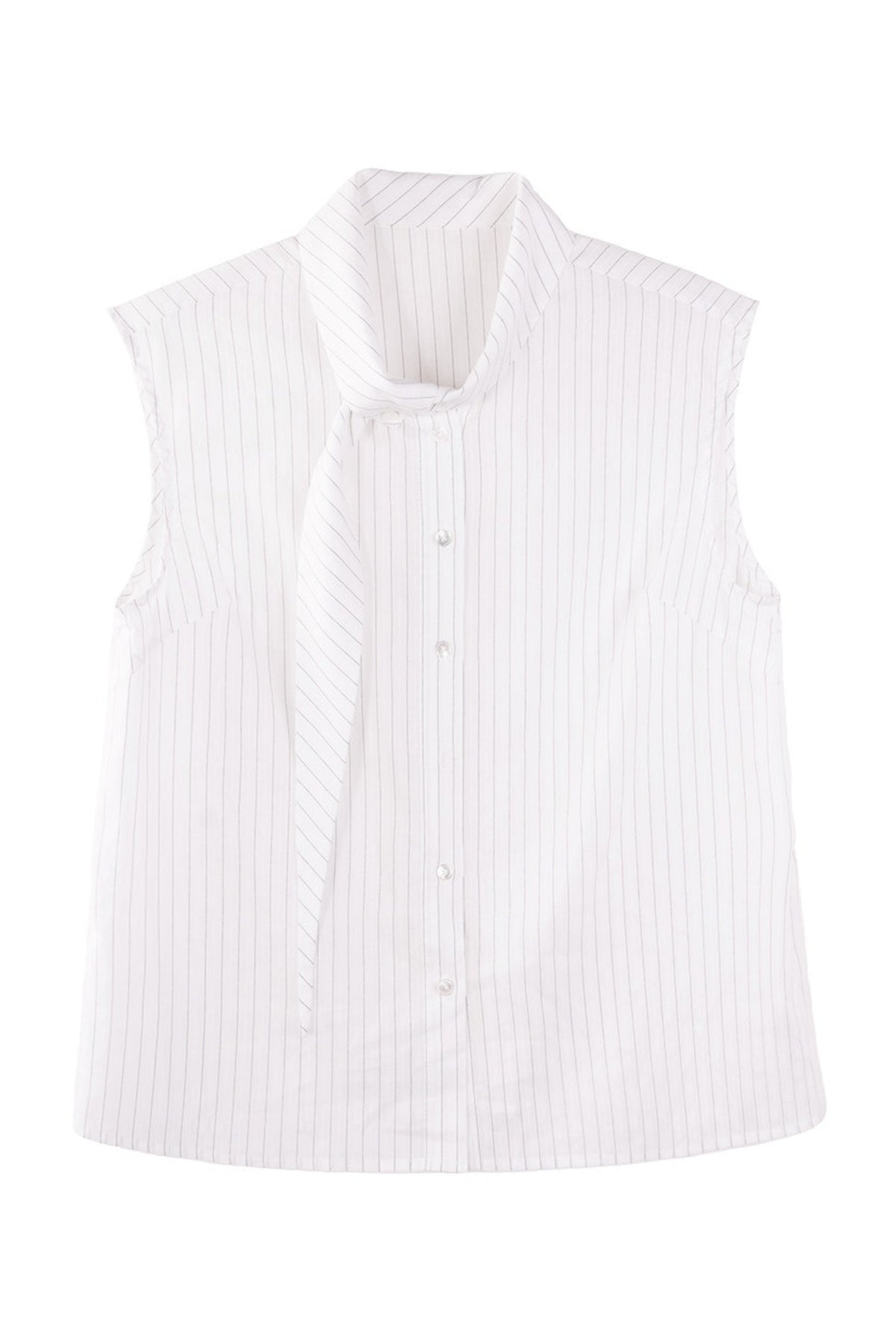 White Striped Tie-Up Vest Shirt