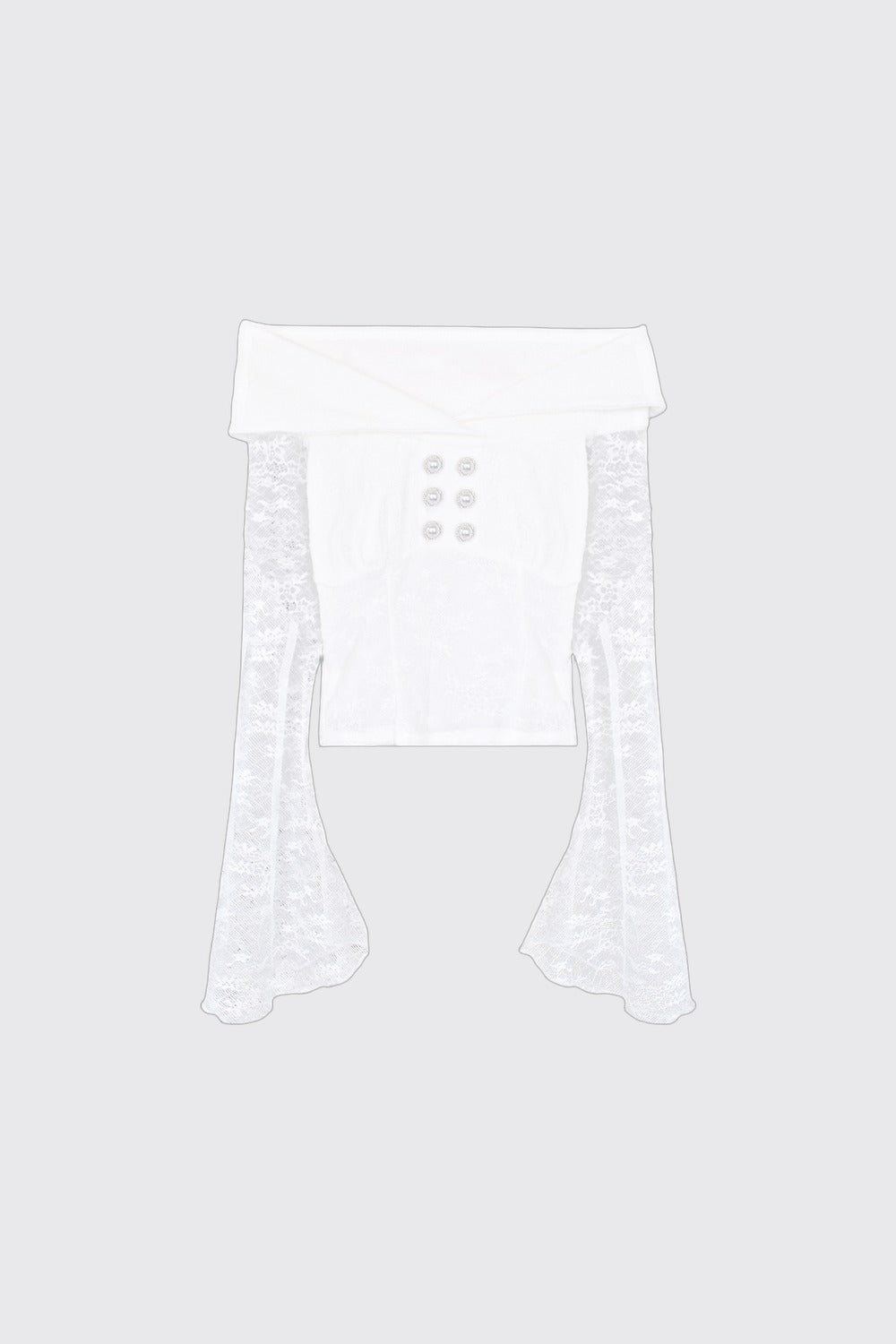 White Tea Lace Patchwork Top Skirt Set-Up