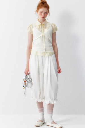White Tencel Doll Collar Blouse